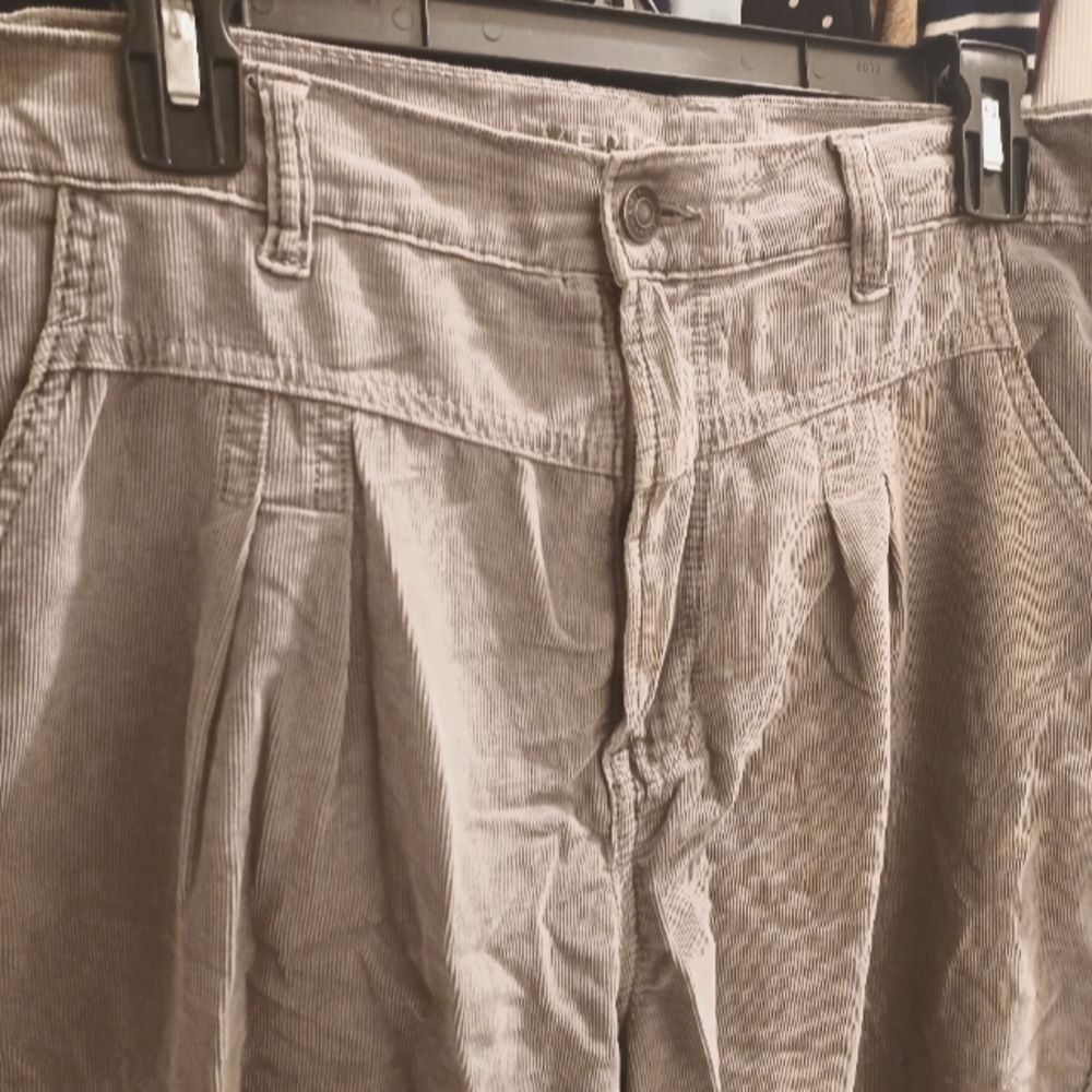 Grey Corduroy High Waist Pants